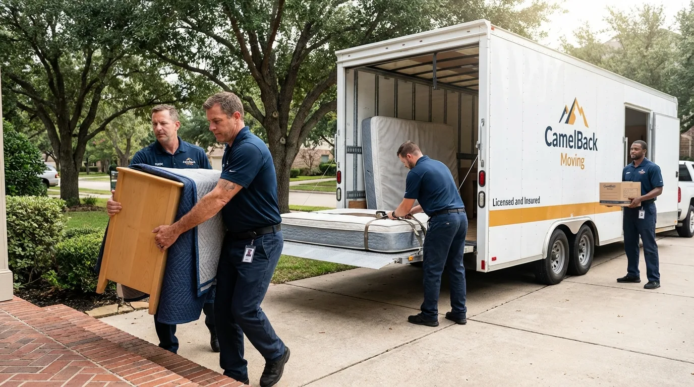 Crew loading residential truck for cross-state move from Mauldin, SC